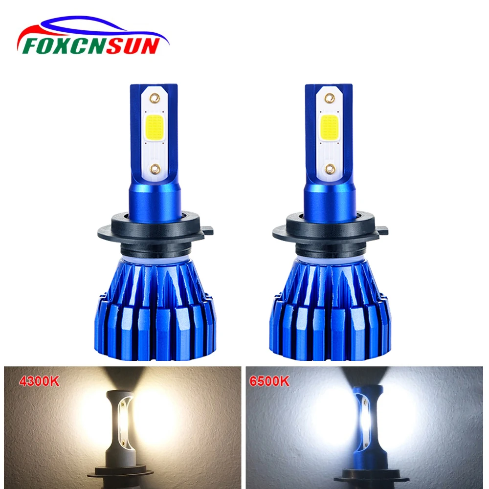Foxcnsun 2 шт. H4 светодиодный H7 H11 H8 HB4 H1 H3 HB3 автомобильные лампы для фар машины 50W 10000LM