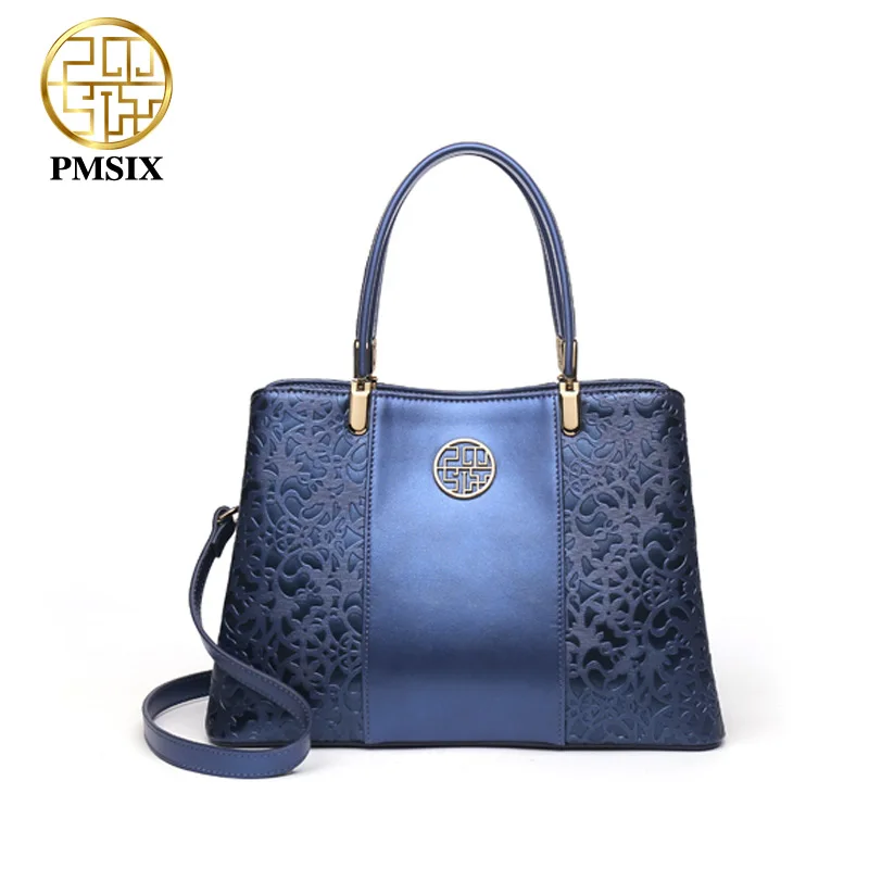PMSIX большой емкости модные тисненые повседневные Bolsa Feminina роскошные сумки женские дизайнерские сумки - Цвет: blue