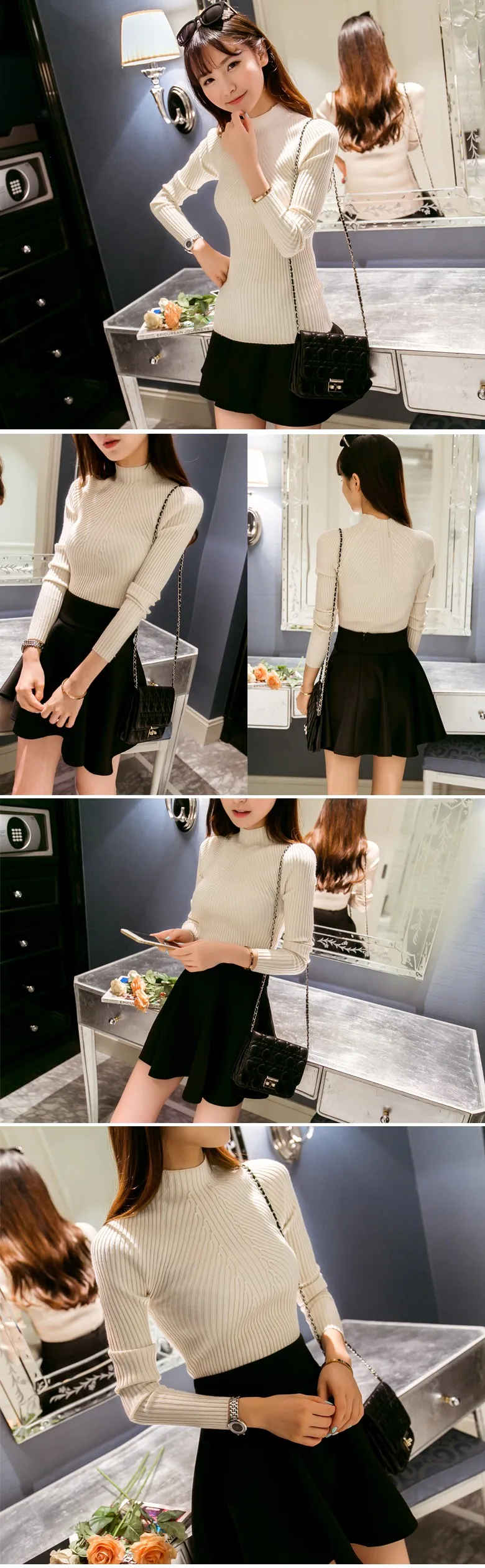 OHCLOTHING, мода, осенне-зимние свитера, высокий эластичный тонкий теплый облегающий свитер, женский элегантный вязаный пуловер
