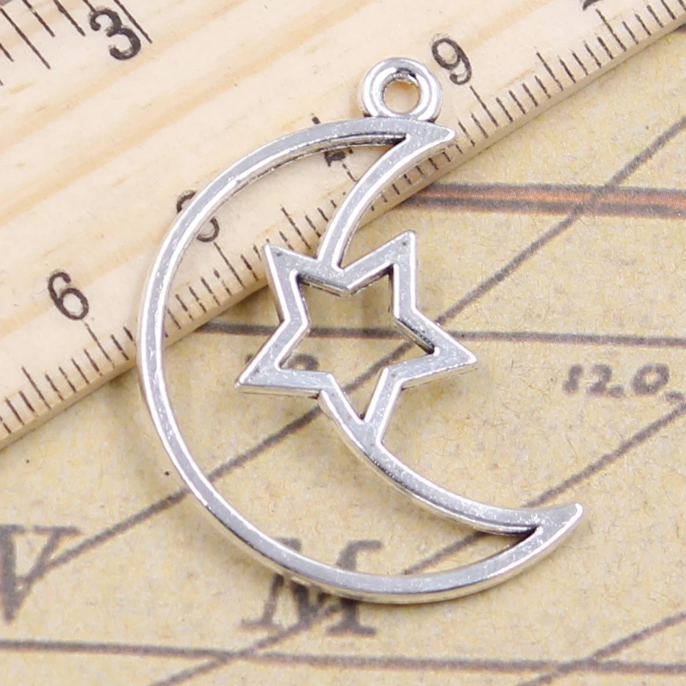 10 шт. Подвески полые Луна Звезда 36x25 мм антикварные подвески из серебра Изготовление DIY ручной работы ювелирные изделия оптовая продажа с фабрики