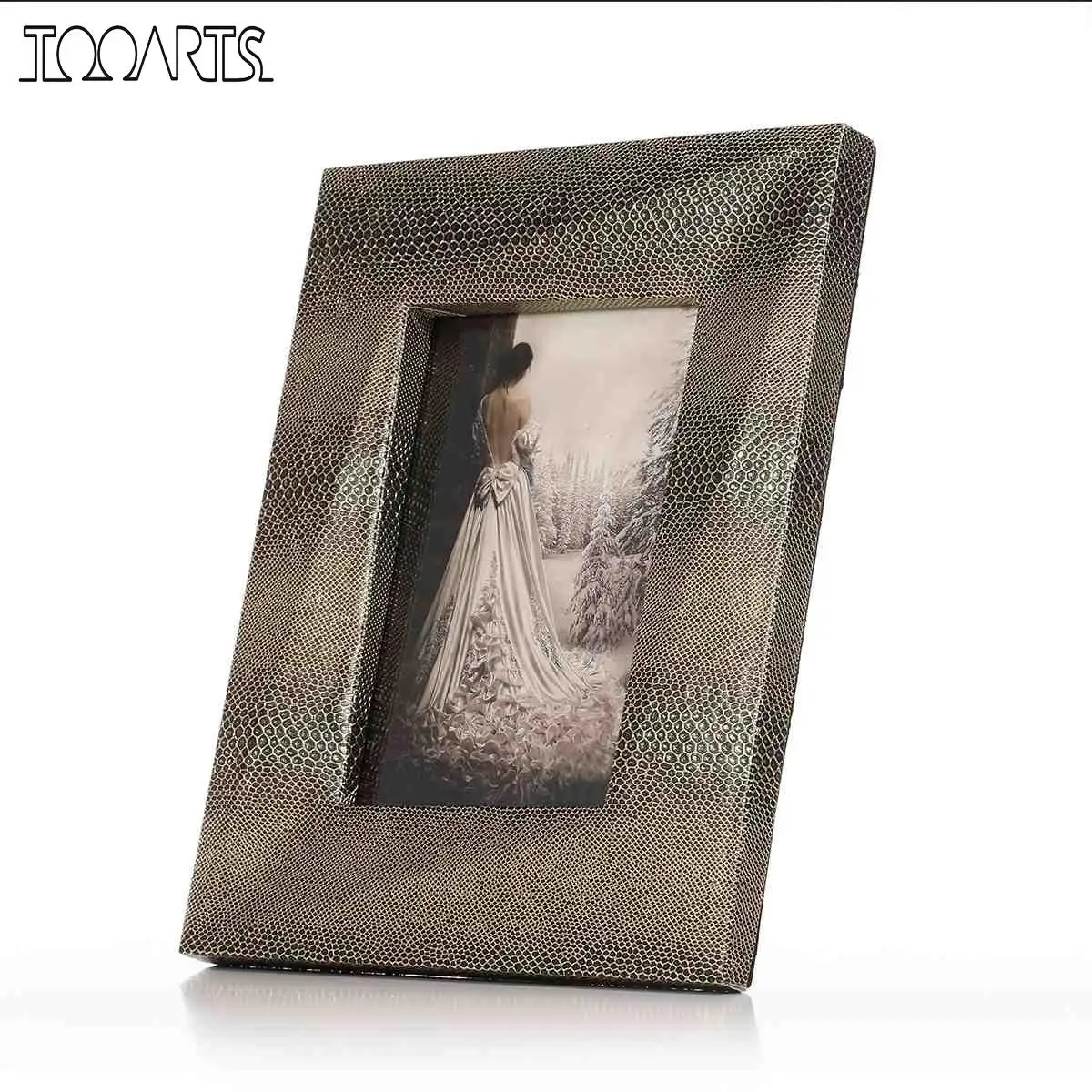 

TOOARTS Photo Frame with Snakeskin Texture Wooden Piano Baking Varnish Technology Office Study & Bedroom Ornament Picture Frame