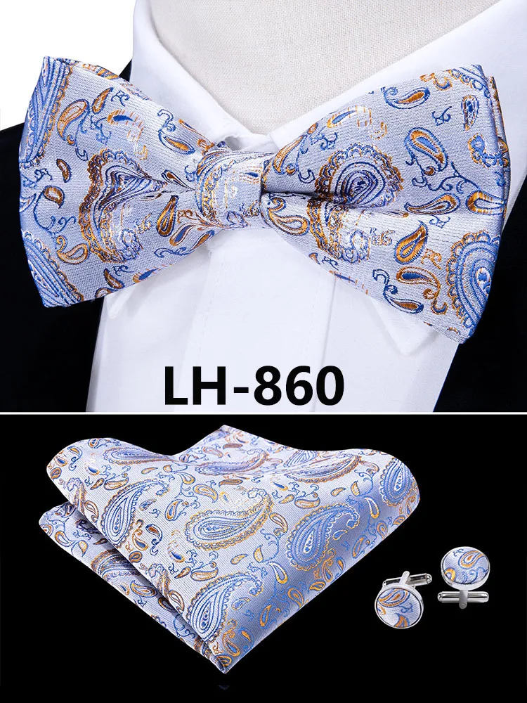 LF-803 Barry.Wang, модные мужские галстуки-бабочки из шелка, белые галстуки-бабочки Пейсли для мужчин, Свадебные вечерние галстуки для жениха, подарок для мужчин - Цвет: LH-860