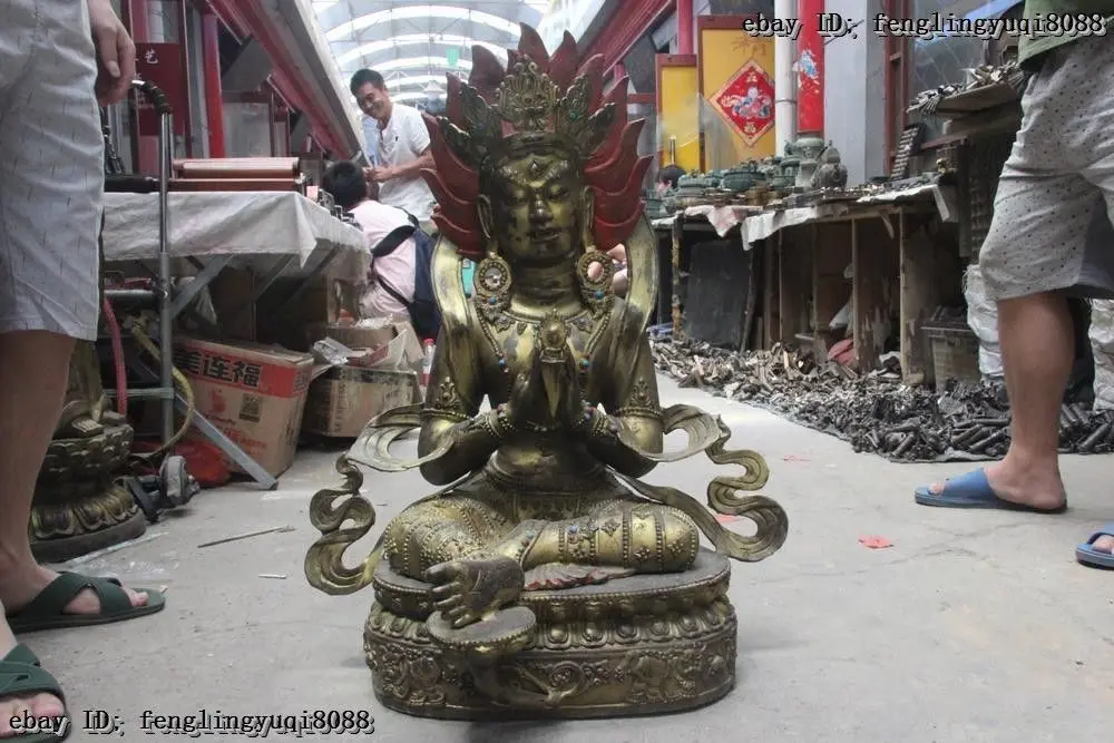 Медная бронзовая инкрустация бирюзовый красный драгоценный камень гуаньин