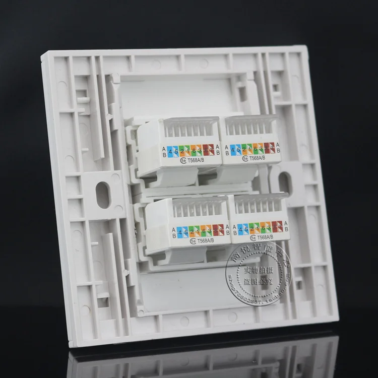 4 порта сетевая Ethernet LAN CAT5e RJ45 панель розеток лицевая адаптер для домашней
