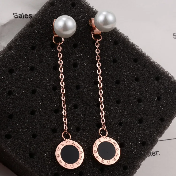 YUN RUO 2019 модные черные круглые жемчужные серьги гвоздики с кисточкой цвета