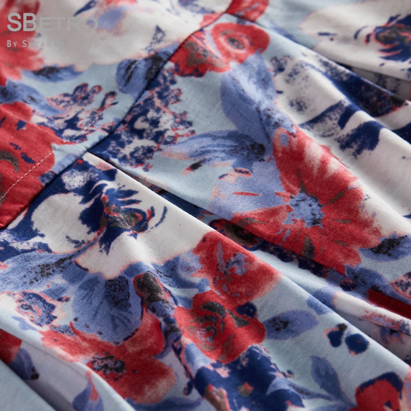 SBetro Женская Коралловая Цветочная печать трикотажная шифоновая отделка v