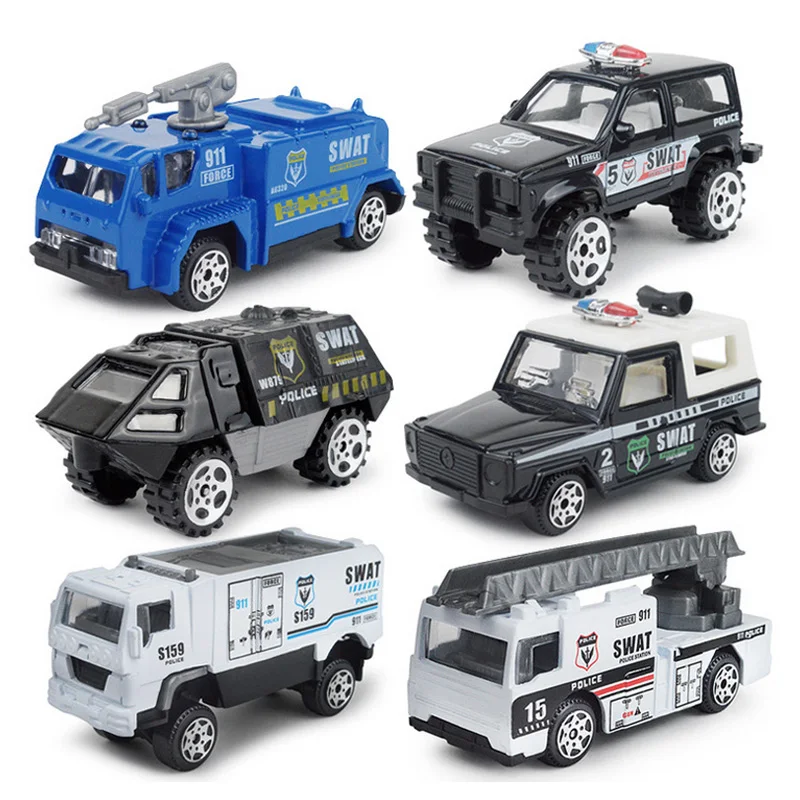 6 шт./компл. мини пожарная машина специальный полицейский сплав модель автомобиля
