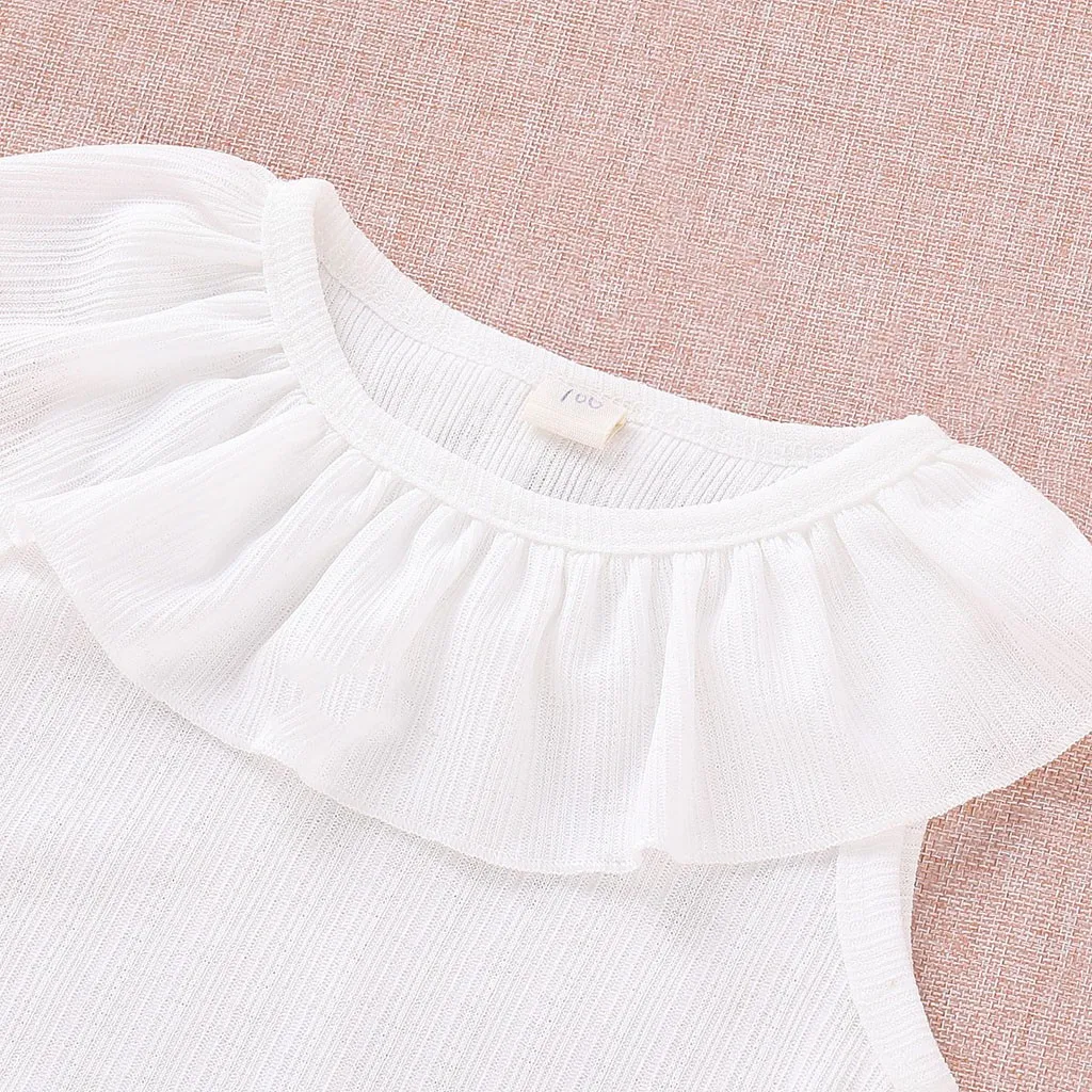 Kids Dresses For Girls Sleeveless Solid Ruffles Tops Floral Overall Outfits Robe Princesse Enfant Fille Dress Girl | Детская одежда и