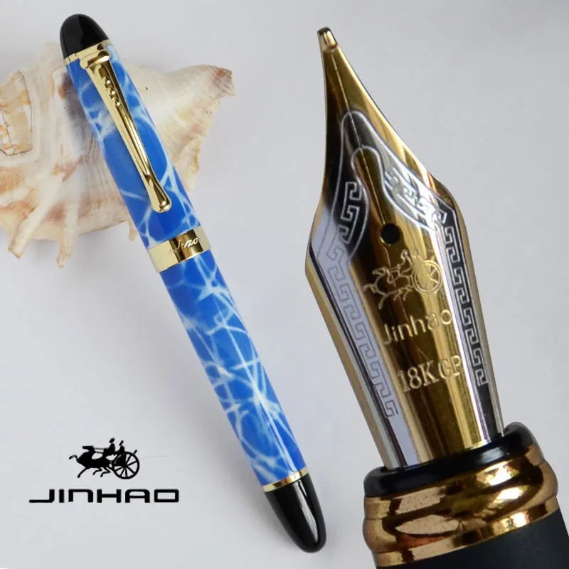 Перьевая ручка 18 KGP 0 7 мм перо с широким основанием НОВЫЙ JINHAO X450 небесно-голубой и