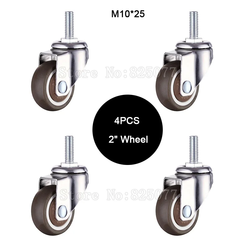 

HOT 4PCS 2'' Heavy Universal Swivel Wheels Castors Nylon Smoothly Mute Platform Trolley Chair Furniture Casters Load 30KG/PCS