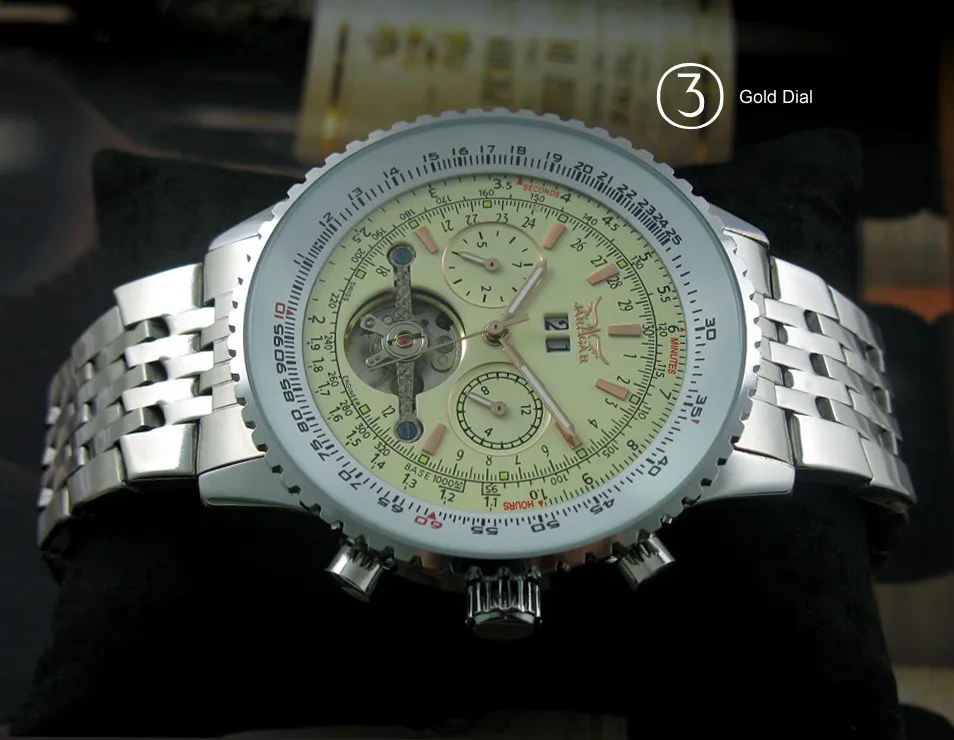 Jaragar tourbillon relogio automatico masculino часы мужчины полная сталь наручные часы мужские часы лучший бренд класса люкс маховик коробка подарков