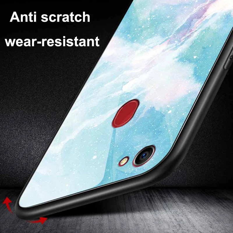 Чехол из закаленного стекла для Oppo A3 чехол с мраморным рисунком мягкая задняя