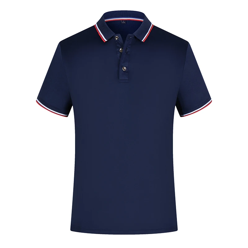 Navy Blue Мужские рубашки поло, одноцветные, короткий рукав, тонкая, дышащая рубашка, лето, хлопок, Брендовые мужские рубашки поло, мужские топы размера плюс S-3XL - Цвет: Navy Blue
