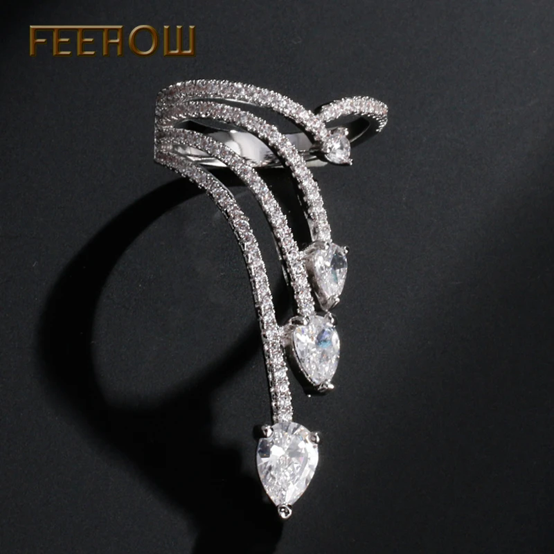 FEEHOW Новый Щепка Цвет кубического циркония кольца Изысканная мода крылья палец