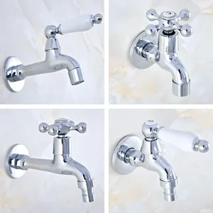 polished chrome brass one handle kitchen faucet wall mounted laundry bathroom mop water tap garden washing machine faucet aav159 free global shipping