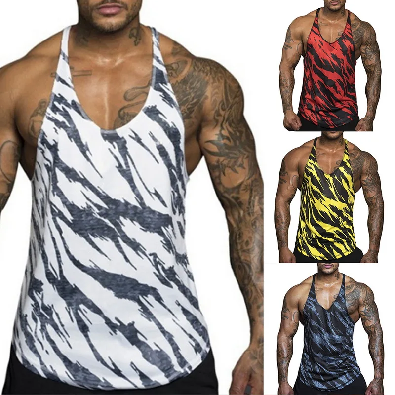 HEFLASHOR для мужчин с принтом дизайн жилет Хлопок без рукавов майка топы для мужчин фитнес спортивный зал одежда Бодибилдинг майка