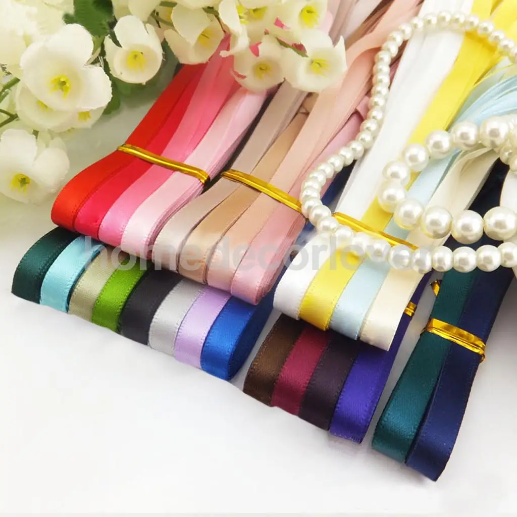 Банты для волос разноцветные 24 Ярда сплошная корсажная лента дюйма (6 мм) 1/4 лент |