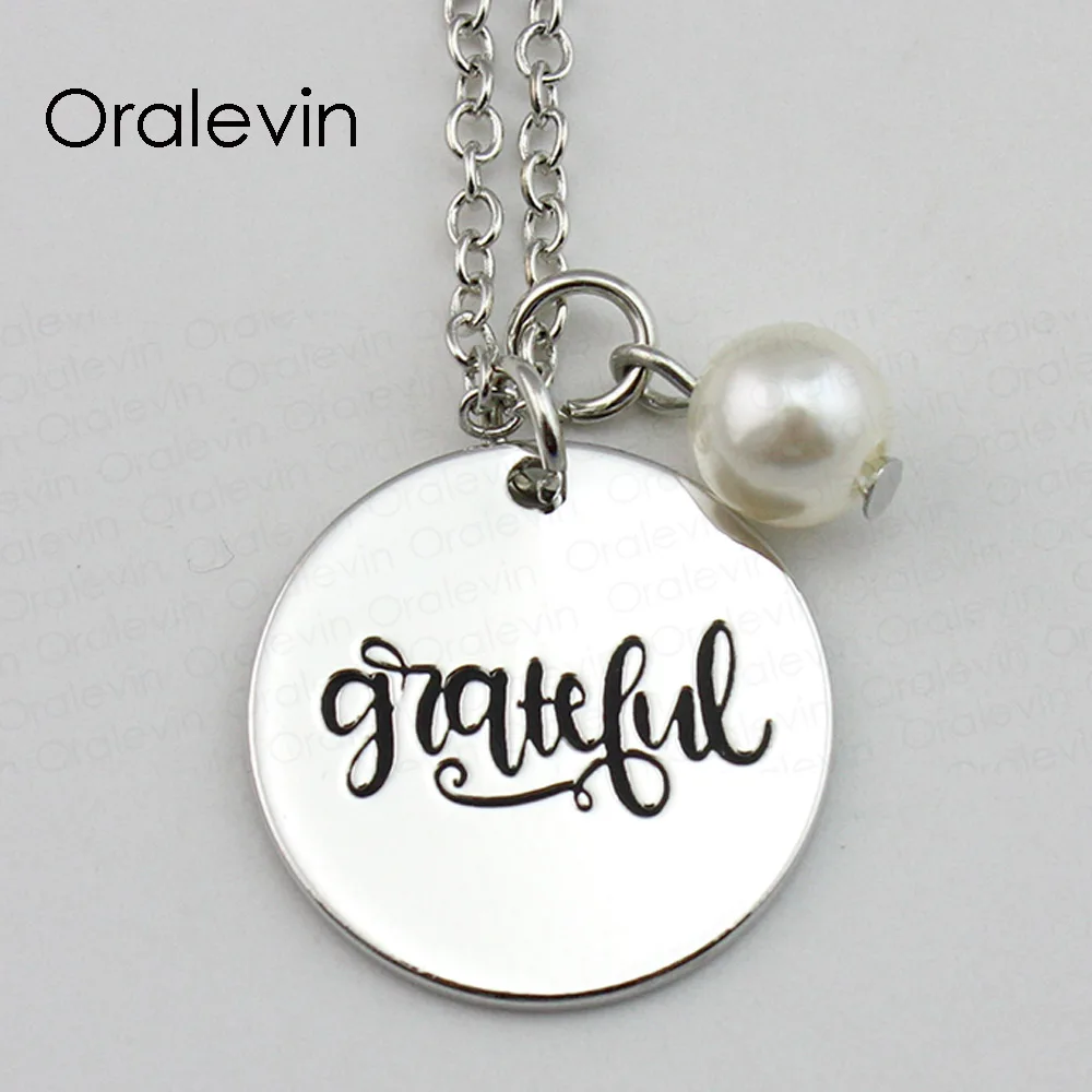 

Hot Fashion GRATEFUL Inspirational Hand Stamped Engraved Accessories Custom Pendant Necklace Gift Jewelry,10Pcs/Lot, #LN1602