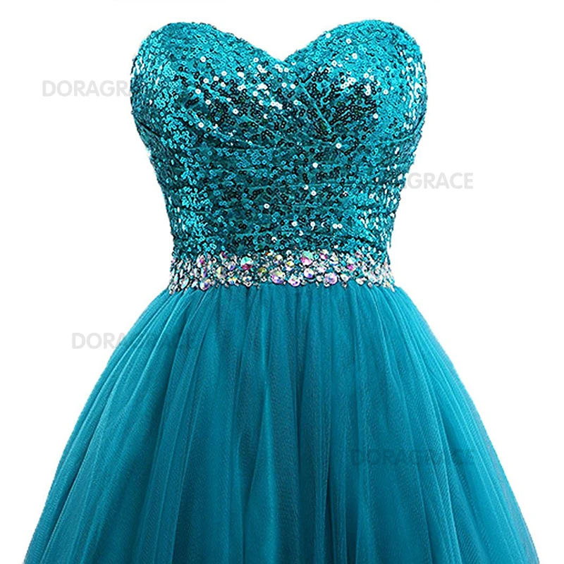 Doragrace Glamorous A Line Sweetheart Tulle Skirt Crystal Sequins Evening Gowns Prom Dresses Plus Size | Свадьбы и торжества