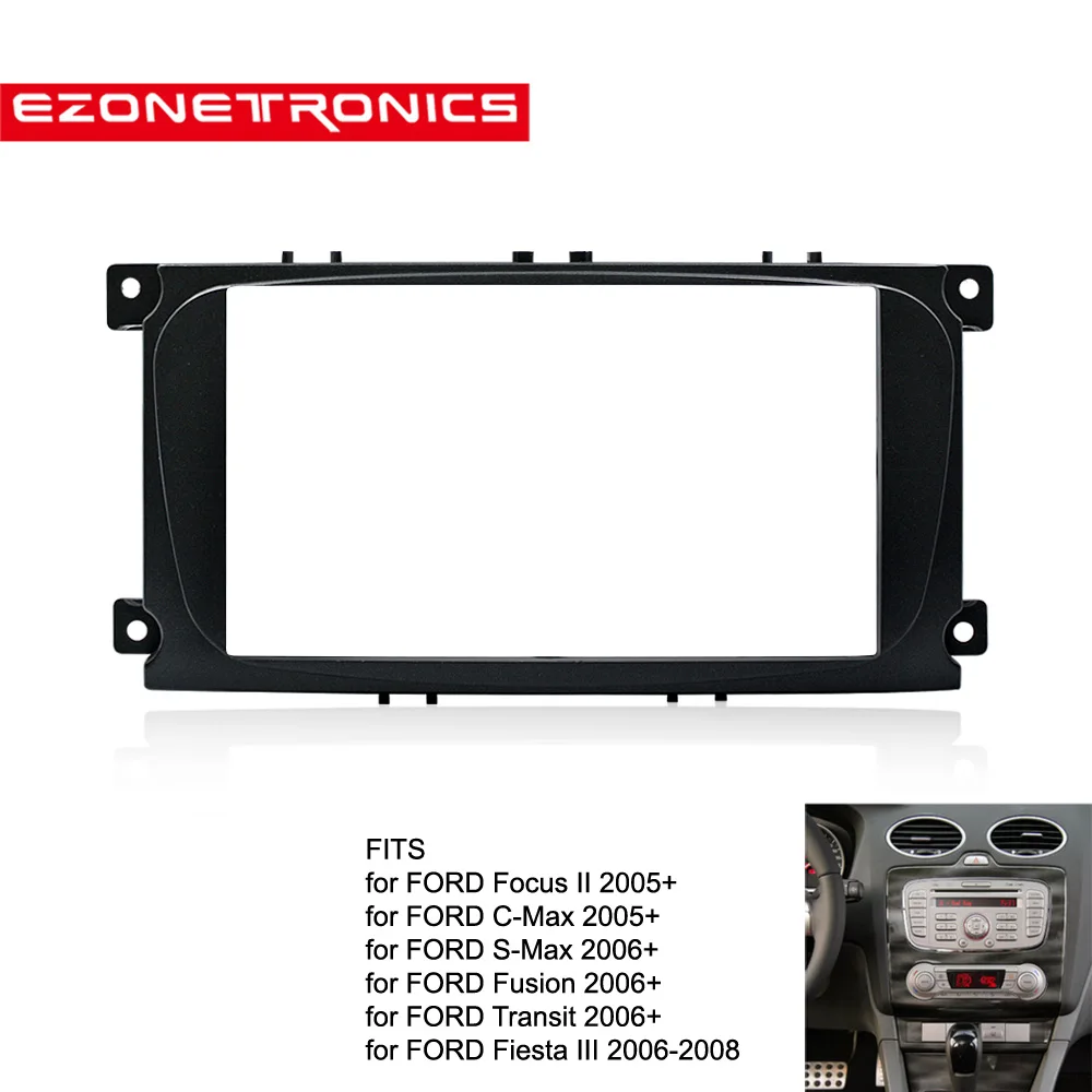 2din автомобильный DVD Радио Рамка для Ford Focus II C-Max S-Max Fusion панель приборная панель двойной Din фасции установочный комплект ремонтная рамка черный