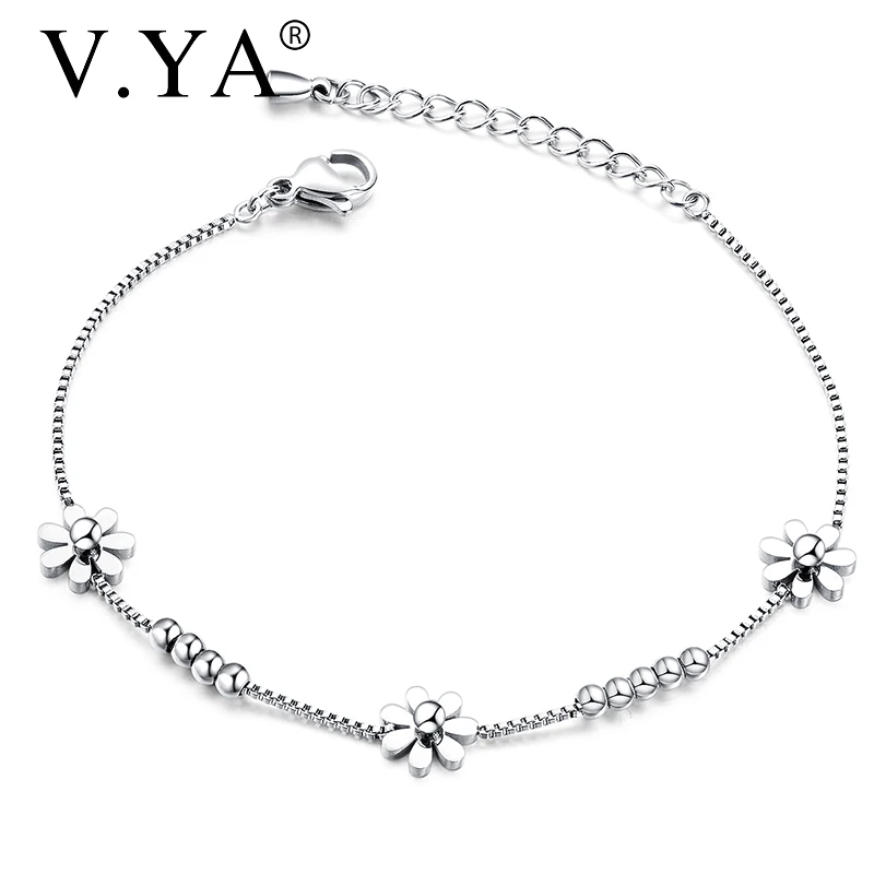 Женский Регулируемый браслет V.YA в виде цветка из нержавеющей стали | Украшения и