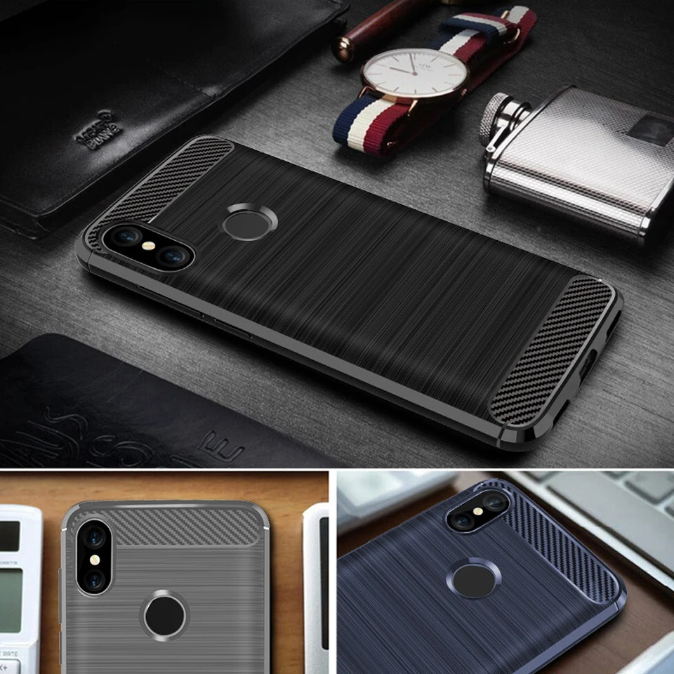 Роскошный чехол для Xiaomi Redmi 4X мягкий силиконовый из углеродного волокна