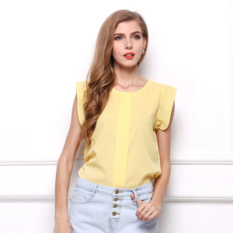 Summer New Women's Dress Large Size Solid Color Short Sleeve Chiffon Top |