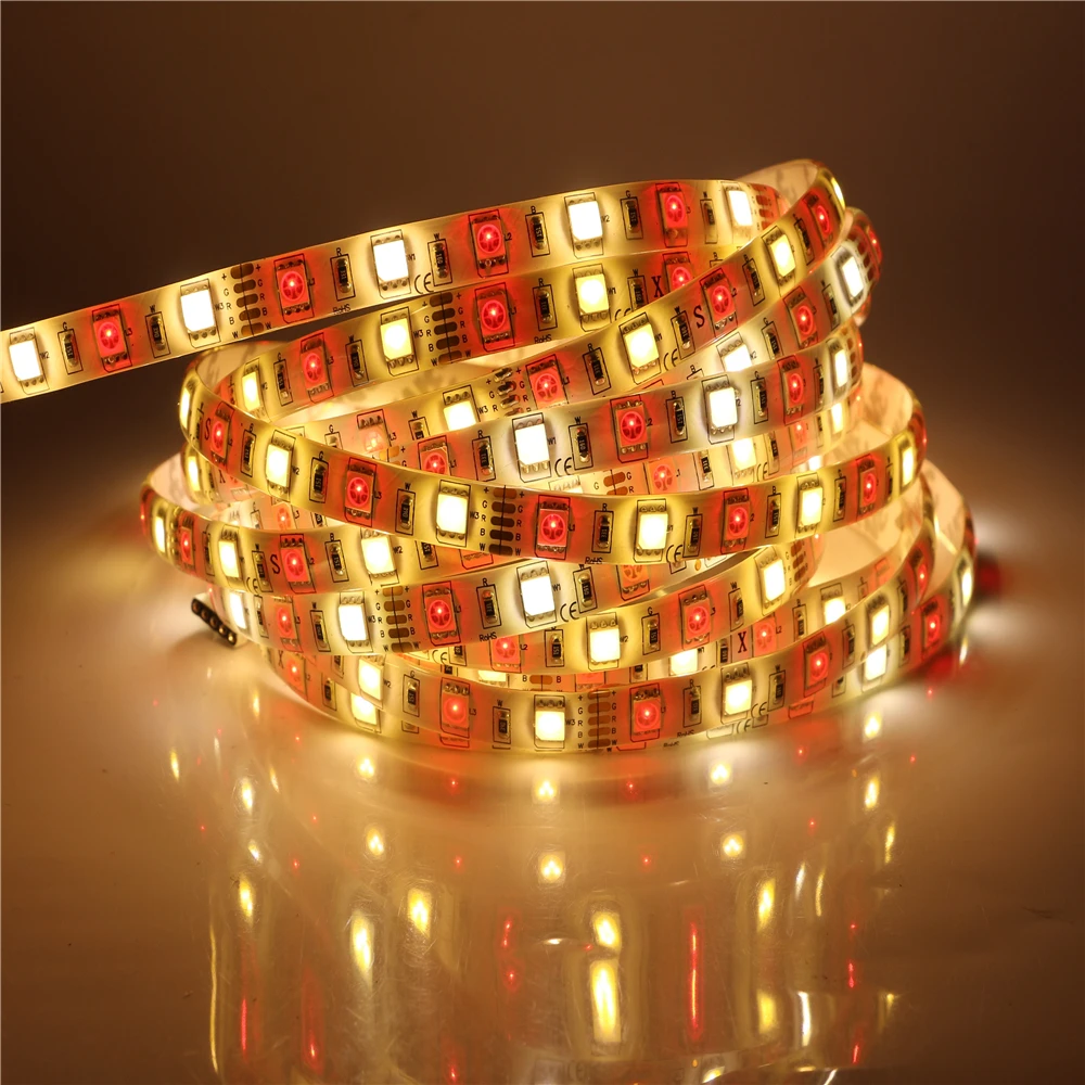 Супер яркий 5 м SMD5050 RGBW / RGBWW светодиодный светильник 12 в 60 светодиодов/м 300