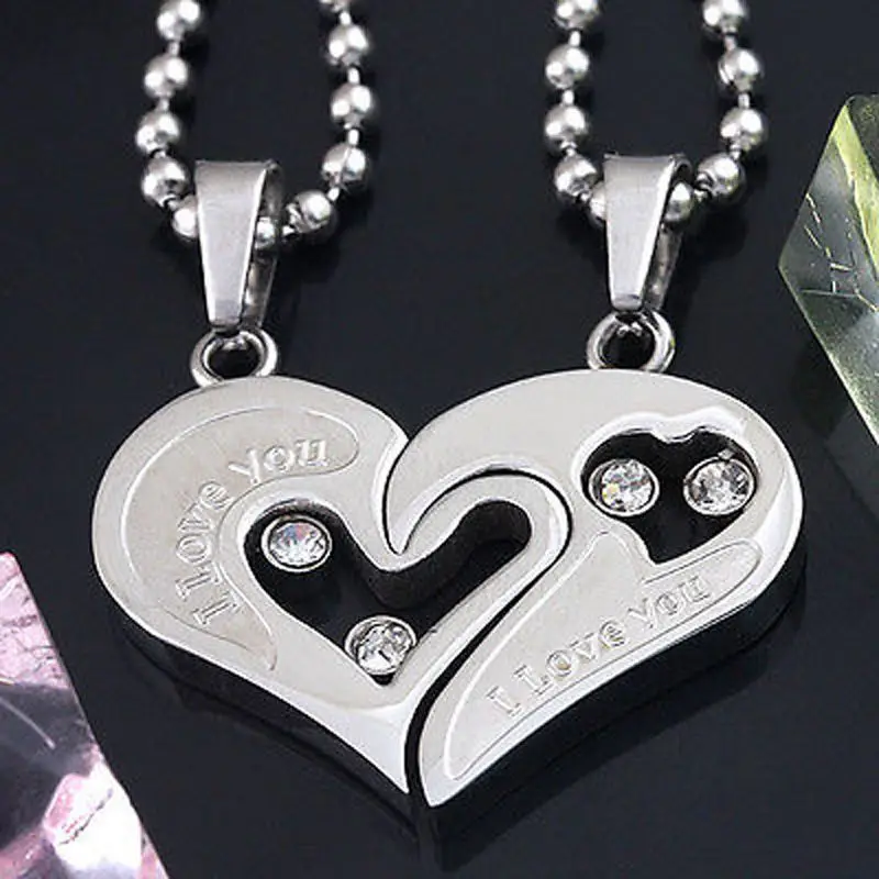 I Love You Heart Men Women Couple Gold/Silver Stainless Steel Pendants Necklaces |
