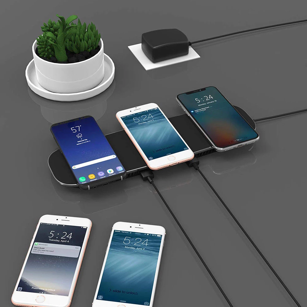 3 в 1 Беспроводное зарядное устройство для iphone X XR XS 8Plus Быстрая зарядка станция зарядное устройство s для i Watch 4 3 2 обновленная версия
