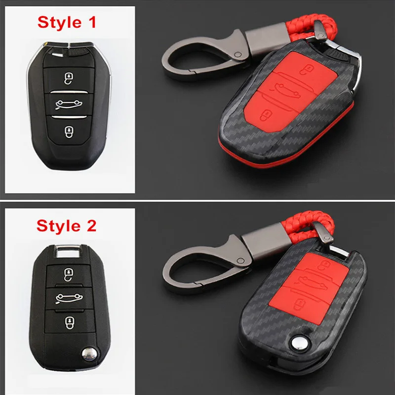 For Peugeot 301 308 308S 408 2008 3008 4008 5008 Carbon Fiber Car Remote Key Fob Cover Case Holder Protect Accessories | Автомобили и