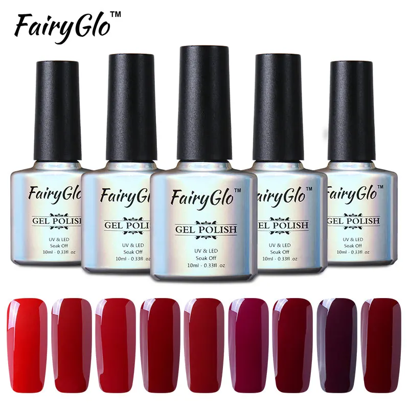 FairyGlo 10 мл серия красное вино Свадьба замочить от УФ гель для ногтей светодиодный