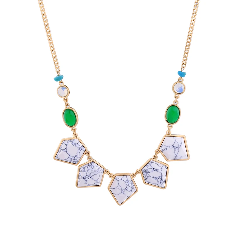Геометрическое Мраморное ожерелье с синтетическими камнями 2019 Уникальные