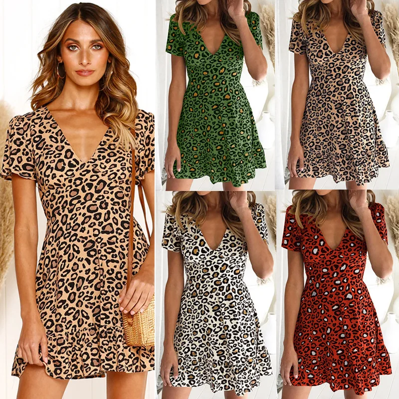 Womens Dress Elegant Casual Fashion Girls Clothing Woman Party Night Leopard Print New Dresses Plus Size Xxl | Женская одежда