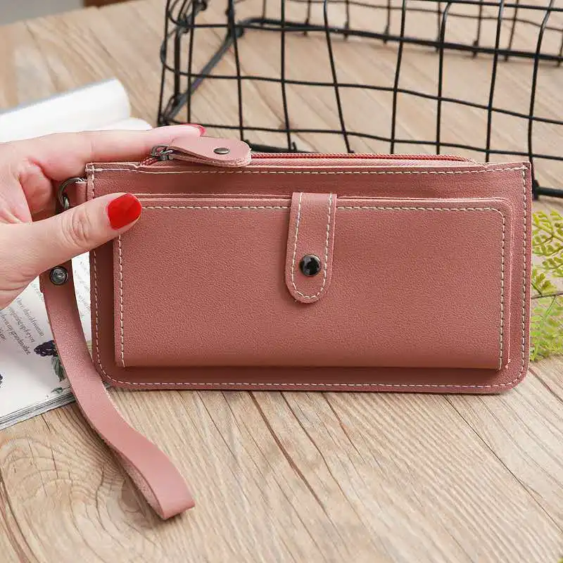Pink2 Женский кошелек бумажник из ПВХ клатч кожаная сумка Женская длинная сумка держатель для телефона на молнии - Цвет: Pink2