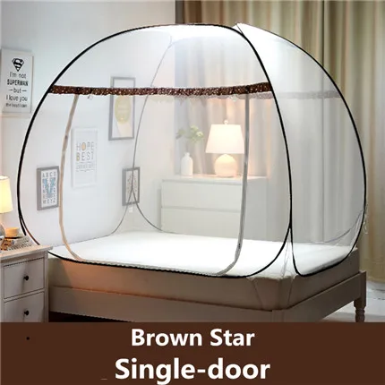 Brown Star danmen Новые брендовые складные москитные сетки на продажу, Высококачественная двойная кровать москитная сетка с кружевом, большой размер монгольская юрта москитная сетка - Цвет: Brown Star danmen