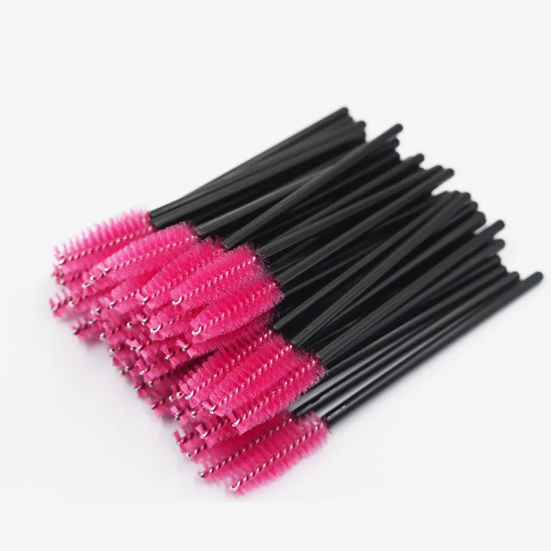 Бургундия QSTY 50 шт. щетка для ресниц Макияж щеточки Одноразовые Тушь для ресниц палочки аппликаторы для ресниц косметические кисти инструменты для макияжа - Handle Color: Бургундия