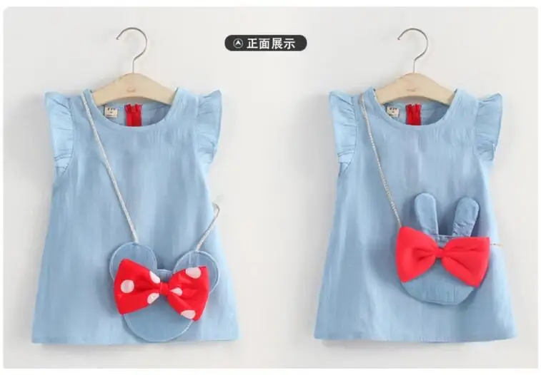 Хлопковое джинсовое платье для девочек 2018 милое детское Летнее Детское с