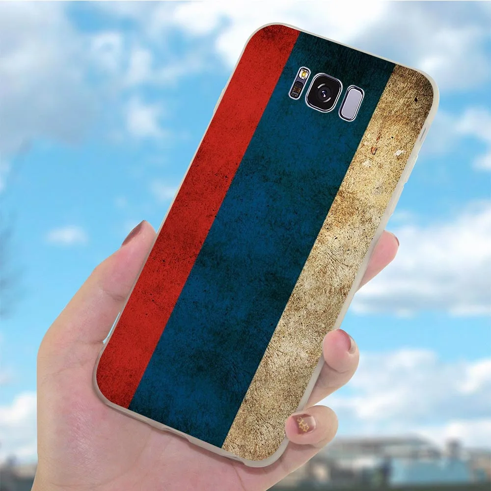 Мягкий ТПУ силиконовый чехол для телефона с российским флагом Galaxy Samsung S10 S7 M10 M20 M30
