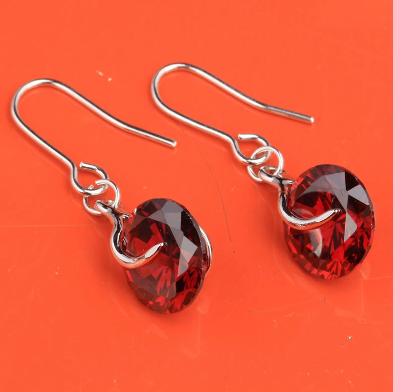 Кластер круг красный гранат Limited 925 серебро Мода Модные украшения падение Длинные