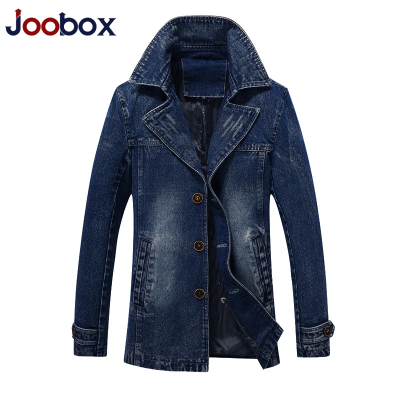 Мужская джинсовая куртка JOOBOX черная удлиненная винтажная облегающая