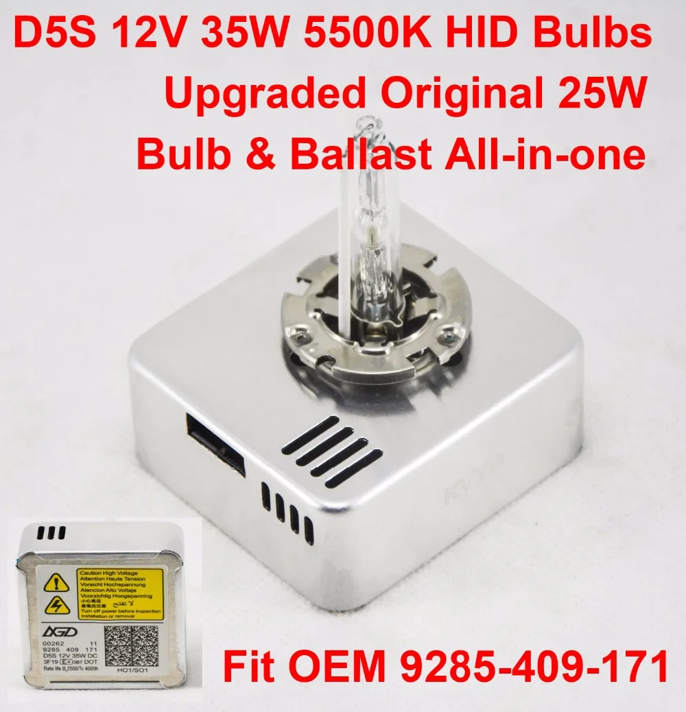 1 пара 12 в 35 Вт D5S OEM HID ксеноновая фара Запасная лампа балласт все-в-одном белая 5500K OEM 9285-409-171 обновленная оригинальная 25 Вт