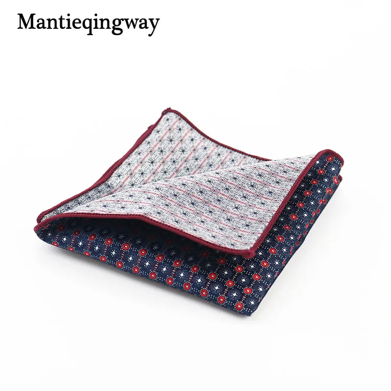 Mantieqingway Пейсли Цветочный Узор в горошек платок мужской деловой костюм полиэстер Карманный квадратный темно-синяя полоса красные носовые платки