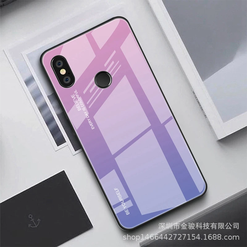Gradient Tempered Glass Cover For Xiaomi Mi 9 Se 8 Lite A2 Case Aurora Colorful Xaomi Redmi Note 7 5 Pro Cases |