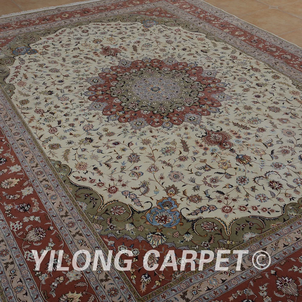 Goedkoop Yilong 10'x14' Perzische Woonkamer Tapijten Uitverkoop Prachtige Moderne Wol Zijde Tapijt (1497)