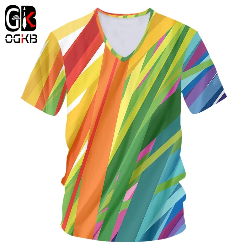 OGKB тенниска с треугольным вырезом для женщин/мужчин крутая печать Радуга Король