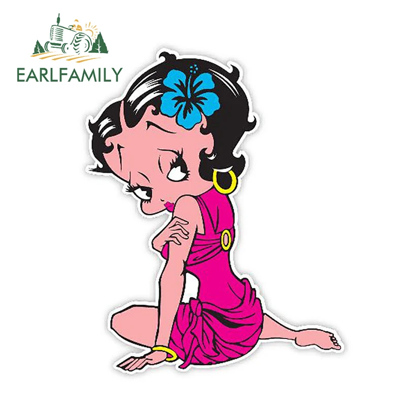 EARLFAMILY 13 см X 10 3 Betty Boop очаровательный синий цветок виниловая наклейка Графический