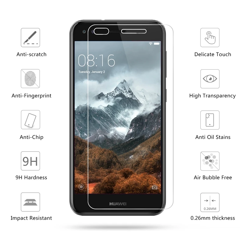 Закаленное стекло для Huawei Y5 II Y6 Compact 2016 III Pro Y7 Y3 2017 2018 Защита экрана Honor 4C 5A