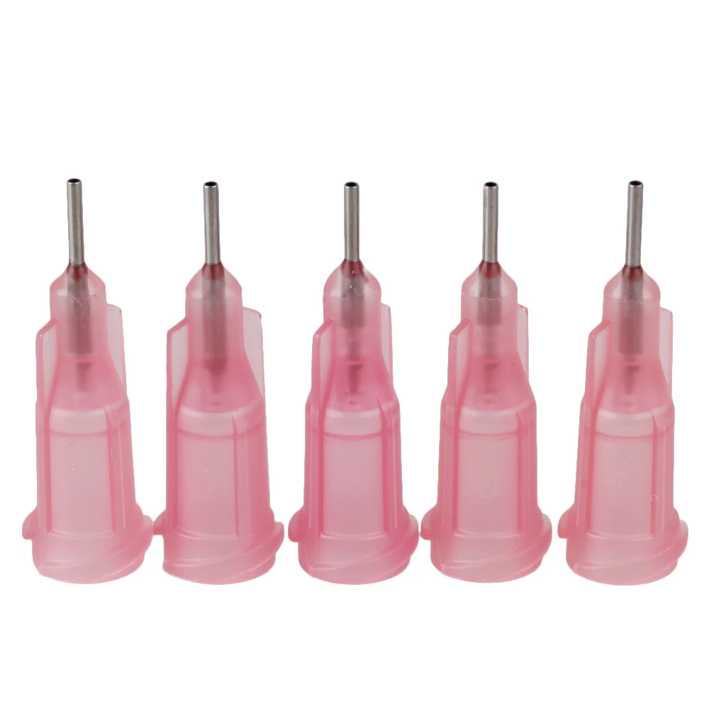 100 шт Розовый 1/4 &quot20Ga стальной тупой игла дозатора с пластиковым спиральный