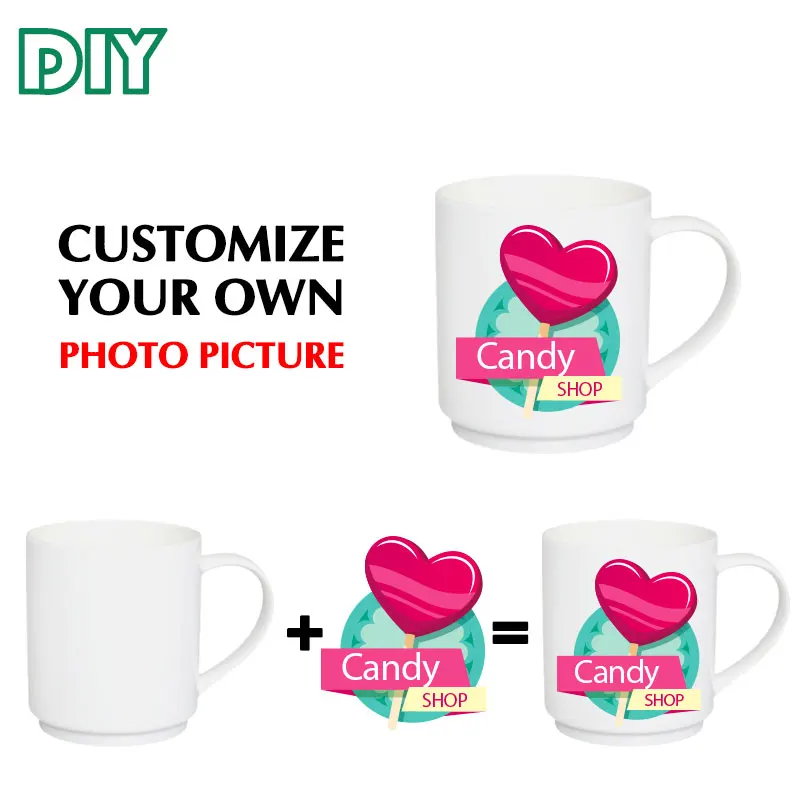 DIY Фото кофе керамическая костяного фарфора кружка на заказ изображение Белый